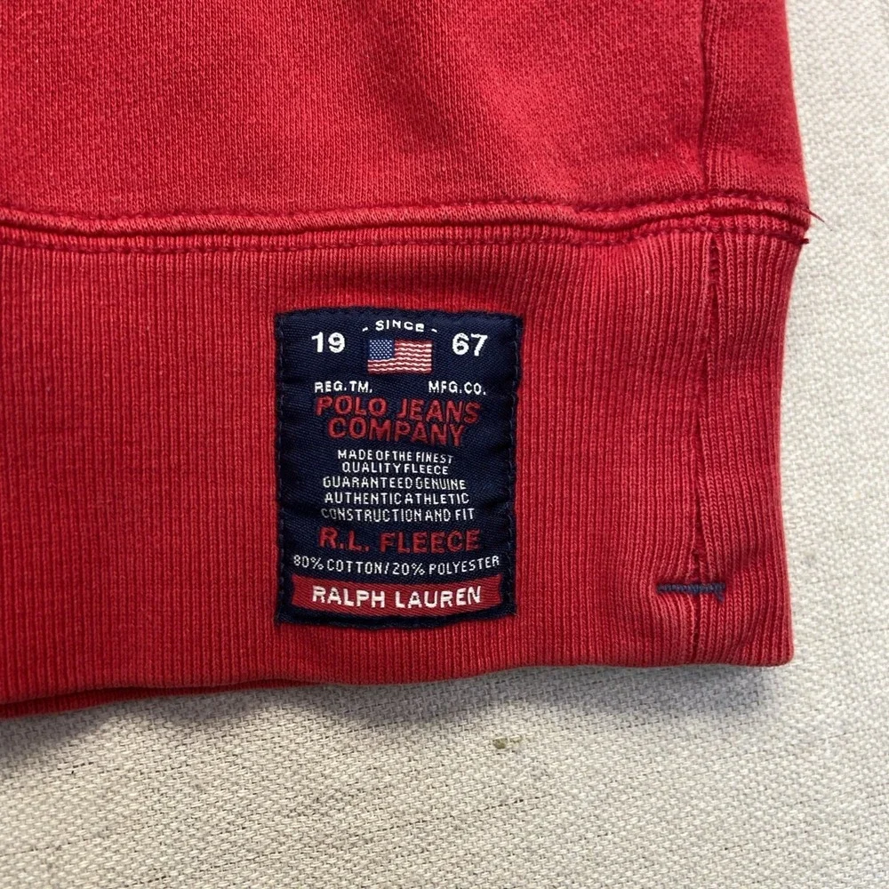 Polo Ralph Lauren Sweatshirt Mens M RL67 Jeans Pullover Red Vintage Y2k